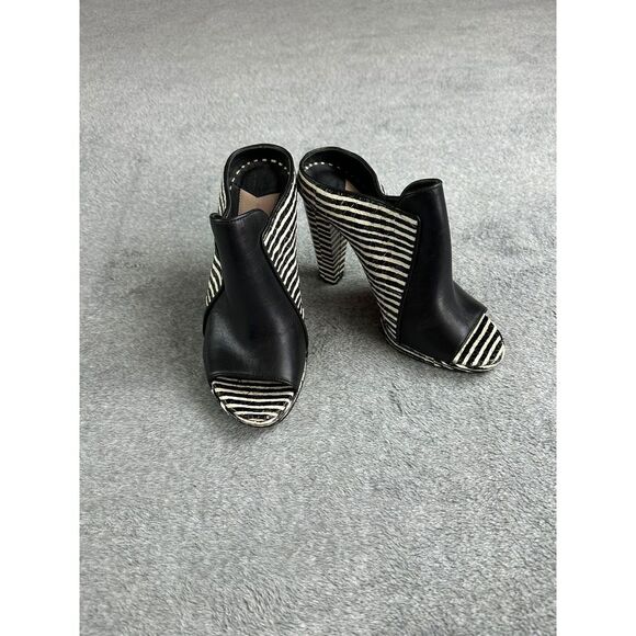 Derek Lam 10 Crosby Jiles Mules Size 7M Black Leather Stripes - Picture 2 of 11